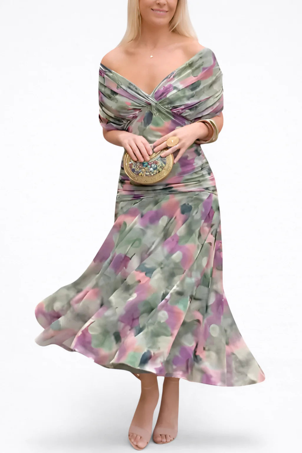 Velora™ | Abito lungo floreale con scollo a V
